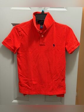 Polo by Ralph Lauren Polo Shirt Big Boys Size Small (8) Orange w/Navy Polo Logo